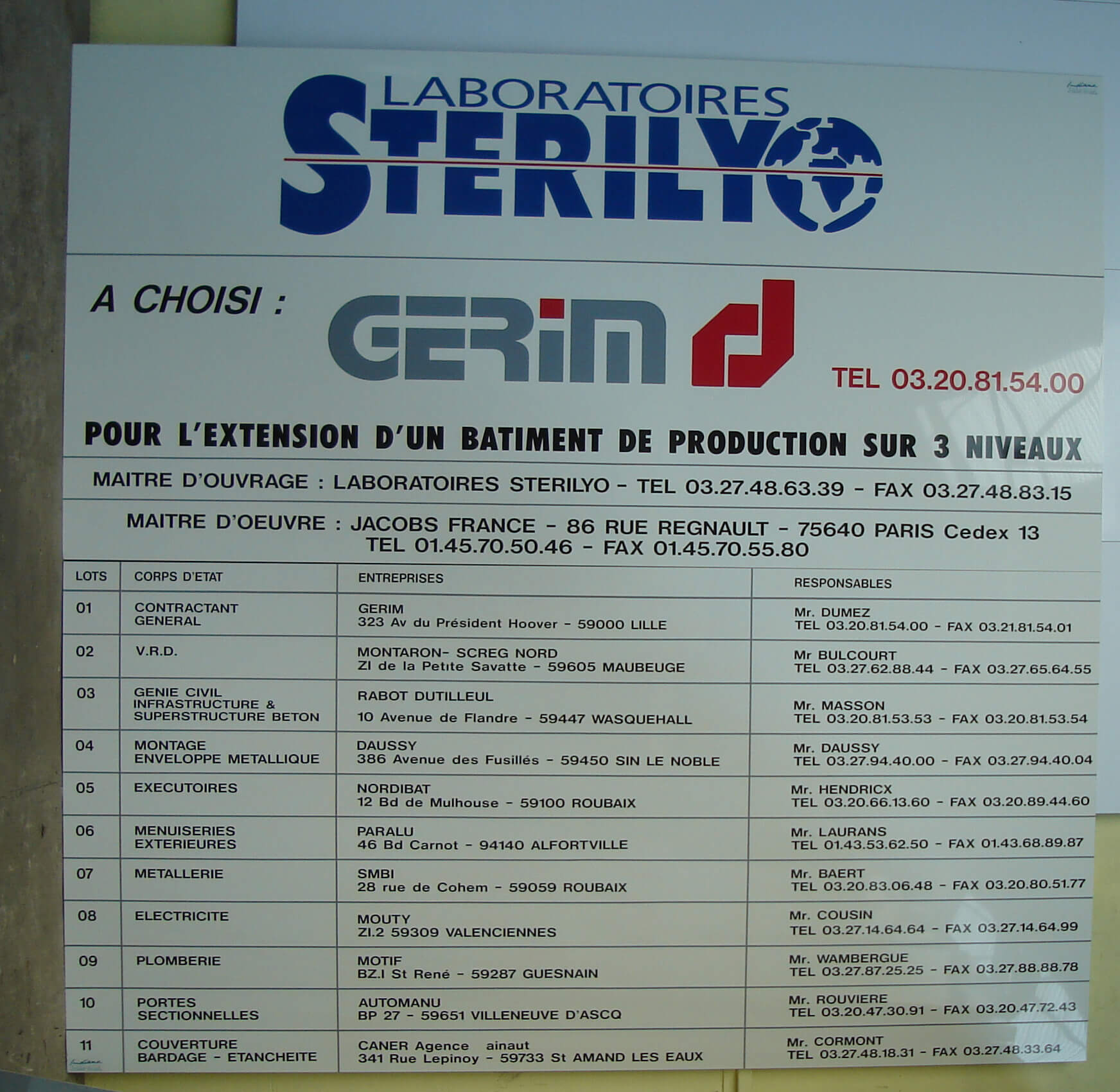 Panneau publicitaire Laboratoires Sterily Gerim 