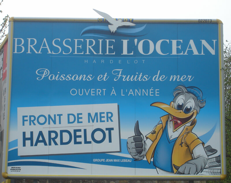 Panneau publicitaire Brasserie l'Océan Hardelot