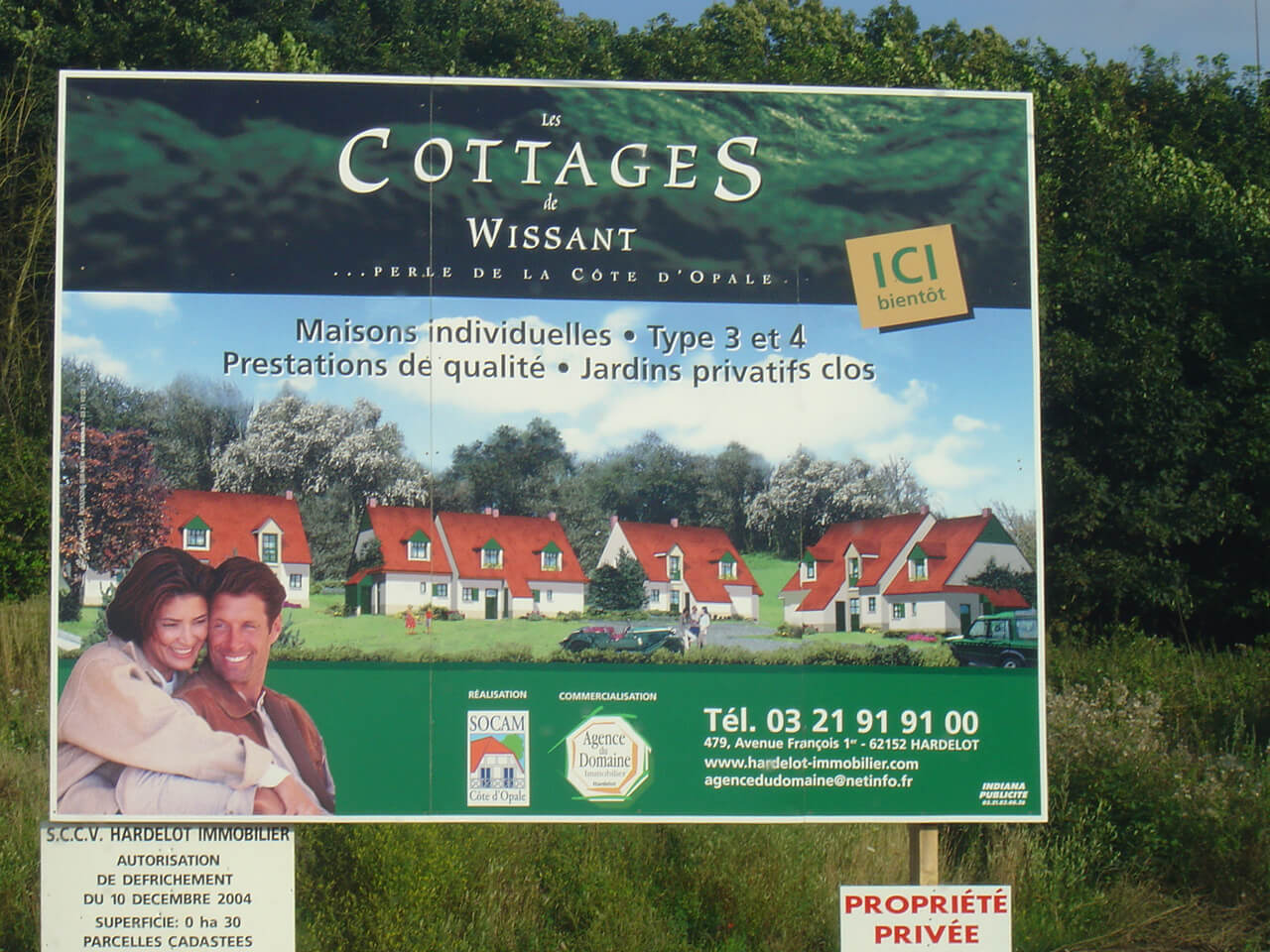 Panneau publicitaire Les Cottages de Wissant